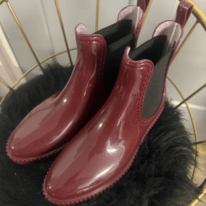 80. Crimson Red Leather Boots - (Men's)